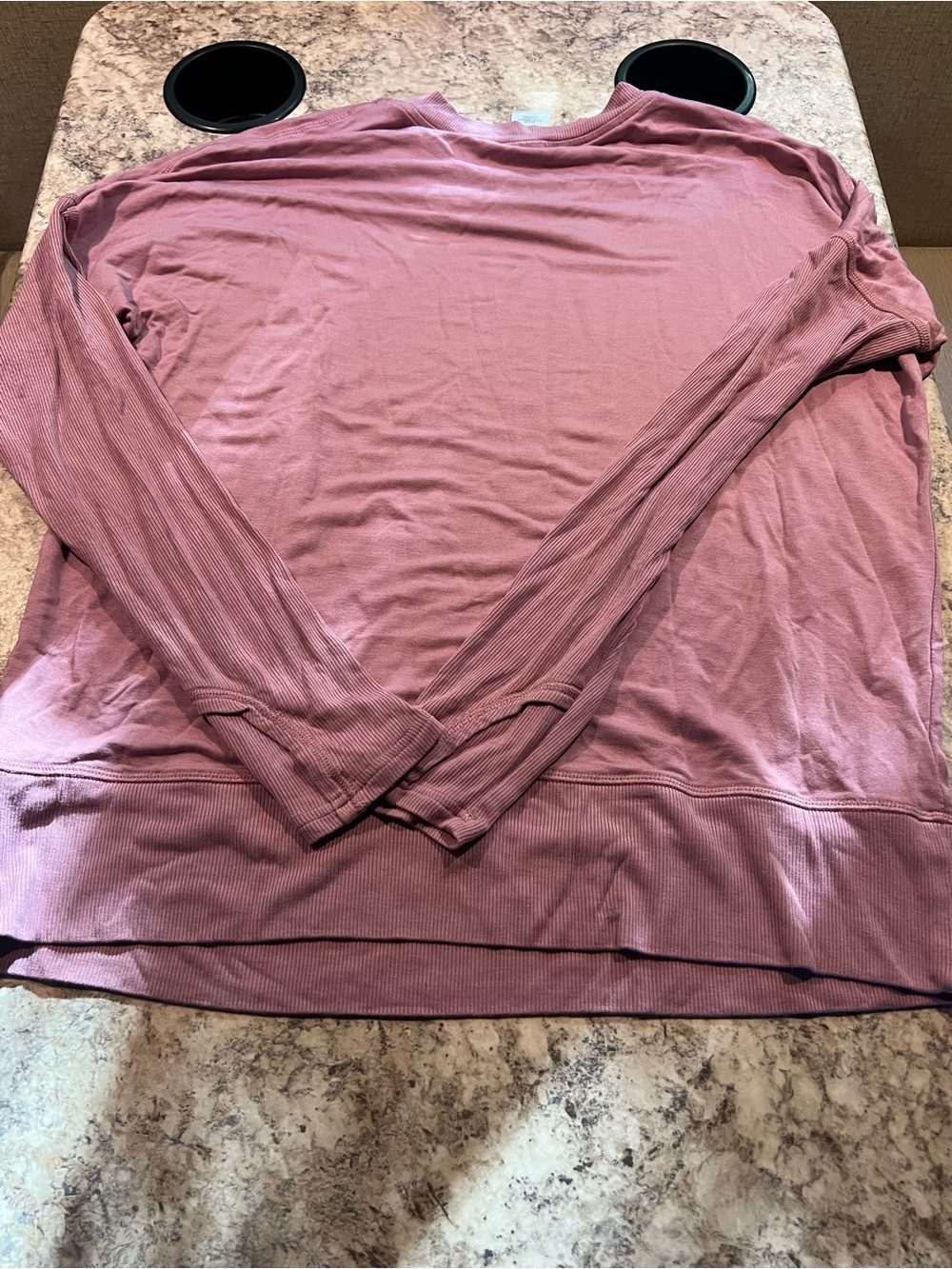 Members Favorite Soft Rib Top Pink Ribbed Crew Neck Long Sleeve Women’s M # 745